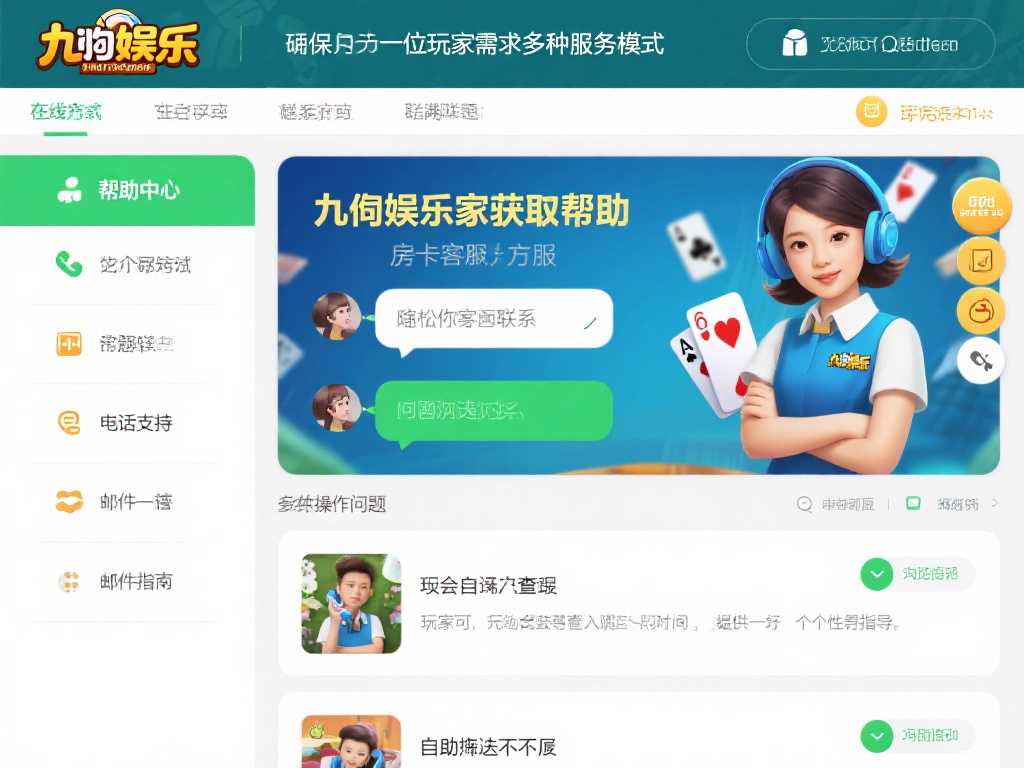 九游娱乐房卡客服:专业解答游戏问题,畅享无忧娱乐体验 (九游娱乐房卡客服:专业解答游戏问题,助力畅享无忧娱乐体验) 为了方便玩家获取帮助,九游娱乐房卡客服提供了多种联